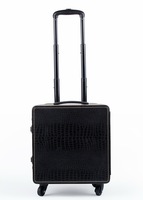 Petite valise à bijoux avec roulettes pivotantes et support extensible, coffre de présentation de colliers en cuir PU de haute qualité avec serrures