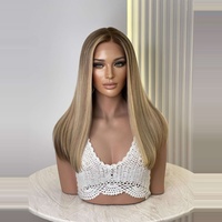 Perruque Lace 360 avec ligne de cheveux complète, blond miel, cheveux humains Remy lisses, raie libre, densité naturelle, qualité salon
