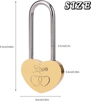 Cadenas d'amour sans clé gravé en forme de cœur Double, serrure pour amoureux, cadeaux de mariage, cadenas en forme de cœur en laiton