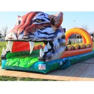 Toboggan aquatique <span class=keywords><strong>avec</strong></span> <span class=keywords><strong>piscine</strong></span> - Design tête de tigre - 10x2,5 mètres, toboggan gonflable tigre de la jungle, toboggan gonflable tête de tigre - Product Image 2