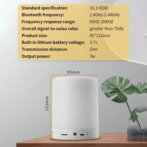 Tốt nhất bán di động cảm ứng thông minh không dây BT Loa Máy nghe nhạc LED đầy màu sắc ánh sáng ban đêm cạnh giường ngủ đèn bàn hỗ trợ Tf với Mic - Product Image 2