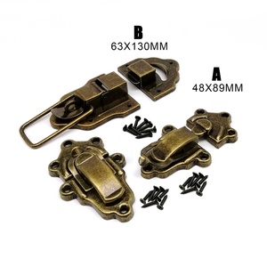 초대형 헤비 듀티 나무 상자 트렁크 토글 캐치 쥬얼리 가슴 와인 케이스 여행 가방 걸쇠 래치 골동품 황동 청동 나사 - Product Image 2