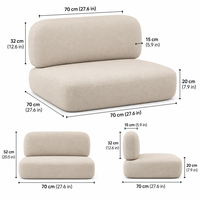 Coussin de chaise longue d'intérieur en bouclette gris-beige, à rebond rapide, toucher doux, longue durée de vie, respirant, antidérapant et rembourré épais