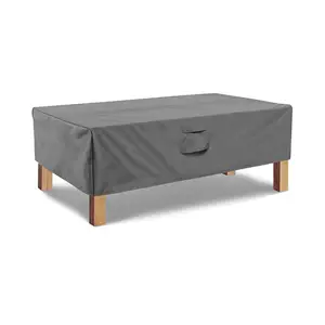 Heavy Duty e impermeável ao ar livre Coffee Table Cover Lawn Pátio Móveis Covers com alças acolchoadas e Durable Hem Cord