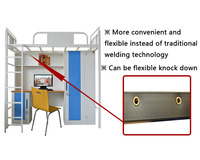 Lit double superposé en acier et métal, pour étudiants, chambre à coucher, dortoir, avec table d'étude et bureau pour adultes