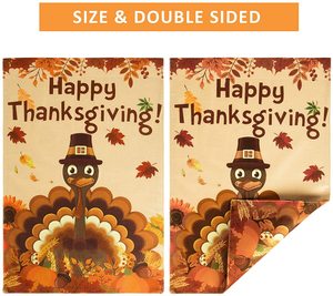 Bandera de Jardín de Doble Cara con Diseño Personalizado, Entrega Rápida, para el Día de Acción de Gracias, Estilo Calabaza, de Arpillera, Linda Bandera de Jardín con Diseño de Pavo - Product Image 5