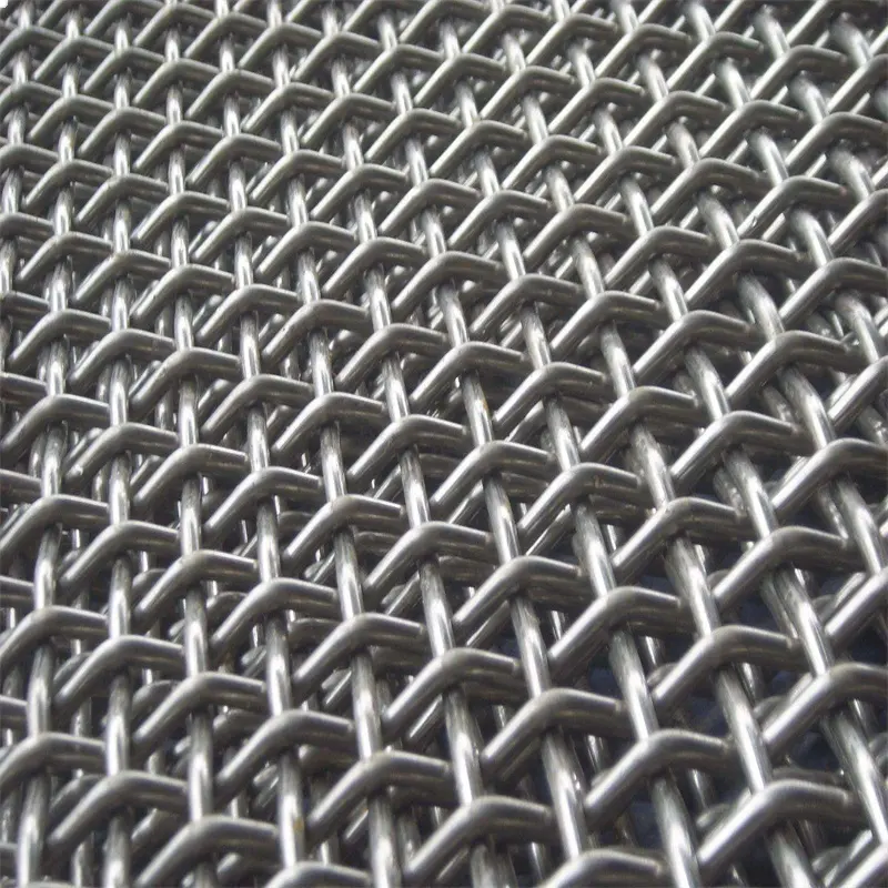 High Tensile steel Iron wire woven Quarry Rock square Hole crimped wire mining screen mesh