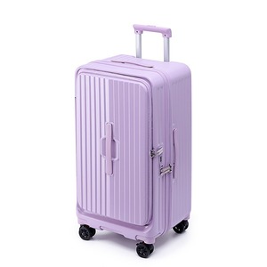 Front Opening <b>Suitcase</b> 20 24 28 Inch With <b>Lock</b> 4 Wheel Solid Color Travel Luggage Unisex Carry On Trolley Case - Product Image 5