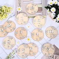 Boho 3D marguerite marqueurs en bois disques bébé grossesse croissance Photo accessoire marguerite en bois fleur jalon disque