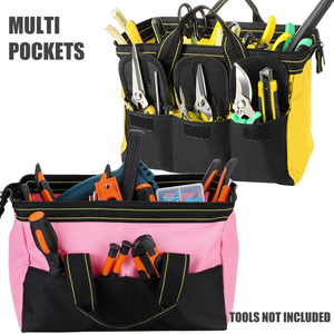 Waterproof OEM <b>Tool</b> <b>Bag</b> for Men Durable Bottom <b>Heavy</b> <b>Duty</b> Wide Mouth Adjustable Strap Zipper Closure 150 lb Capacity Electrician - Product Image 4