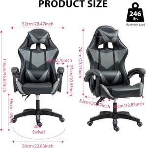 Chaise de jeu fonctionnelle relaxante Silla Gamer Factory à bas prix <span class=keywords><strong>Fauteuil</strong></span> de bureau d'ordinateur confortable rouge avec dossier réglable à 135 - Product Image 6
