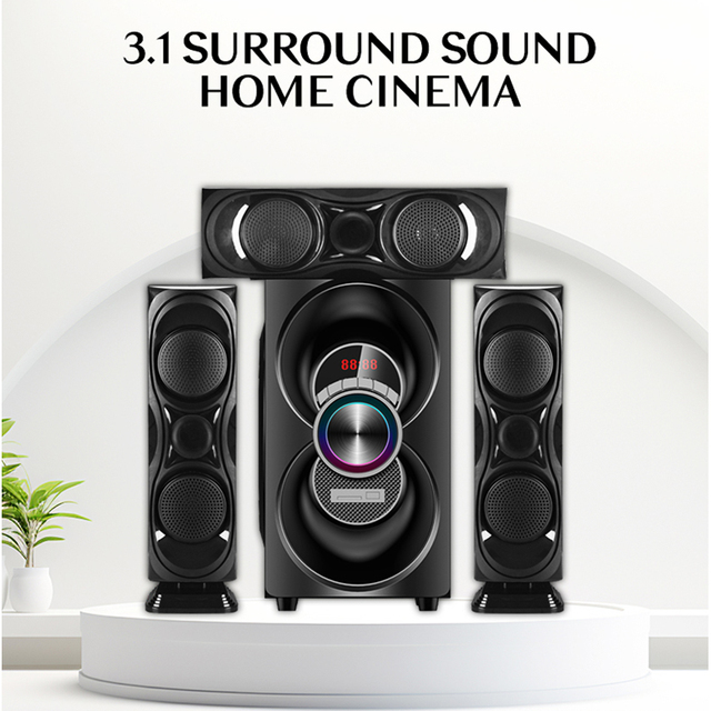 Hoxen 3.1 Channel Home Theater System Wireless Surround Speaker 3.1 Channel Subwoofer TV Multimedia Speaker USB SD FM AC/DC