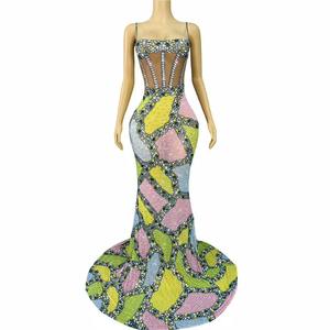 ชุดราตรีหรูหราประดับเพชร ดีไซน์ไข่มุก ความยาวระดับชา เอวทรงเอ็มไพร์ ผ้าแคชเมียร์ ทรงดินสอ สำหรับงานพรอม งานกาล่าดินเนอร์ หรืองานพรมแดง - Product Image 6