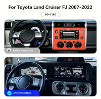 Radio de Coche con Pantalla Táctil Android Dual de 12.3 Pulgadas, Navegación GPS, Reproductor Multimedia Carplay para Toyota FJ 2007-2017