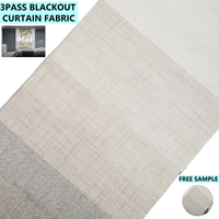 Vente en gros de tissu pour rideau 3 passages en lin enduit occultant 100% polyester, style uni, produit de décoration d'intérieur de qualité supérieure