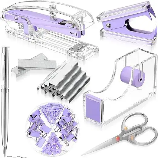 lila Bürobedarfsartikel-Set Stapler-Bandhalter Staple Lifter-Schere Staple Lifter-Kombinations-Set Schreibwaren-Set