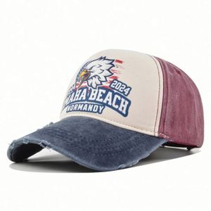 Casquette de baseball américaine à 6 panneaux, style délavé et vieilli, avec logo imprimé bicolore Aigle Américain, directement de l'usine - Product Image 4