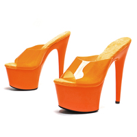 17CM / 7 pouces TPU supérieur femmes mode exotique talon haut plate-forme Peep orteil bride à la cheville pantoufle sandale pôle chaussures de danse