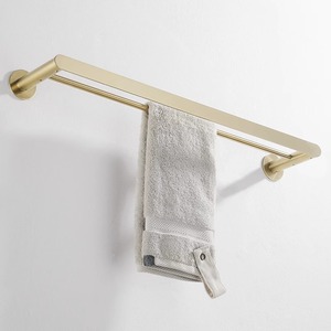 Towel Rack Double <b>Rod</b> 304 Stainless Steel Brushed Gold Bathroom <b>Shower</b> Storage Rack - Product Image 2