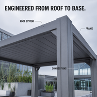 Gazebo en aluminium fermé avec pavillon en aluminium à côtés ouverts et configuration personnalisée pour les projets de terrasses et de jardins extérieurs