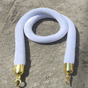 Elegant White Velvet Stanchion Rope with Gold Hook Elegant Metal Traffic Barrier for Crowd <strong>Control</strong> and <strong>Queue</strong> <strong>Management</strong> - Product Image 2