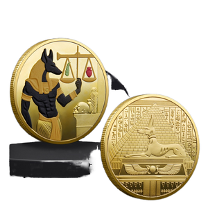 Moneda conmemorativa de faraones egipcios antiguos, artesanía de Metal chapado en oro y plata con cabeza de <span class=keywords><strong>perro</strong></span>, muerte, escamas de Anubis, diseño de sabueso - Product Image 1
