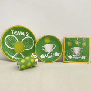 Assiettes en papier jetables DAMAI, assiettes en papier sur le thème du sport, assiettes en papier sur le thème du tennis - Product Image 1