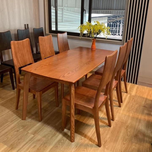 Luxury Modern Dining <b>Table</b> Set with <b>Solid</b> <b>Wood</b> <b>Top</b> and Metal Frame, Contemporary Home Furniture Dining Room <b>Table</b> and Chairs Set - Product Image 2