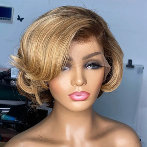 Parrucca P4/27 100% Capelli Umani, Parrucca Corta con Frontale in Pizzo Svizzero Senza Colla per Donne, Onda Naturale 12V 4-pin 30A 1 Pezzo - Product Image 2