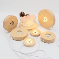 Lampe de nuit LED ronde en bois, lumière chaude, boule de cristal, lampe à illusion 3D, base en bois, lampe de nuit LED en verre, boule de lune intelligente, lampe de bureau