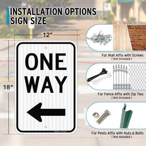 Tablero de señal de flecha de color base Blanco de 12*18 pulgadas. Material aluminio. Impermeable y resistente a los rayos UV. - Product Image 2