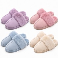 Pantoufles croisées plissées en peluche lavande, mules d'intérieur en mousse à mémoire de forme EVA, chaussures souples pour la maison
