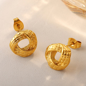 Twisted Gold Stud <b>Earrings</b> Irregular Shape Fashion Jewelry For Women Elegant Design Statement <b>Earrings</b> Stainless Steel <b>Post</b> - Product Image 5