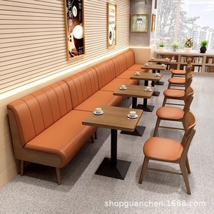 Juego de <span class=keywords><strong>restaurante</strong></span> occidental de café japonés montado <span class=keywords><strong>en</strong></span> la pared de madera maciza, mesa de tienda de té de la leche de postre Simple, sillas de comedor, mesa de sofá - Product Image 5