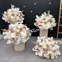 FL-300 événement anniversaire Champagne fleur boule Arrangement brun couleur soie fleur boule centres de table pour la fête de mariage hôtel