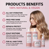 Ensemble de shampooings pour soins capillaires naturels, marque privée, design personnalisé, à l'aloe vera, au théier, à l'huile d'argan et à l'eau de riz, pour le volume