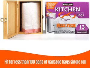 Wall Mount Bamboo Plastic Bag Holders For Grocery Garbage Bags Dispenser Bamboo Trash Bag Dispenser With Lock And Holder
