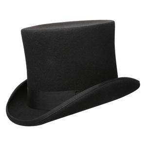 Custom Chapeau Homme . Black Jazz Cap Masquerade 100% Australian Wool Flat Funny Party Style Magician Top Hat Wholesale For Men