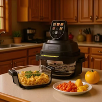 Friteuse à air 4-en-1 nouvelle génération 2025, best-seller, 5L+1.5L, double pot en verre, portable, cuisson rapide, sélection intelligente des modes, friteuse à air domestique