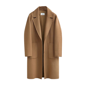 Autumn <b>Winter</b> Women's Stylish Double-Sided Woolen <b>Coat</b> Long Loose Cotton Filling Knitted Fabric Featuring Pocket Plain Dyed Fur - Product Image 2