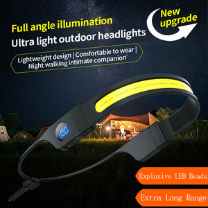 Lampe frontale Cob avec charge de type C, affichage numérique, double source de lumière, batterie rechargeable pour une utilisation en extérieur - Product Image 3