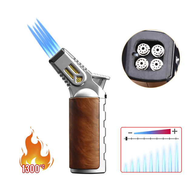 Cigar Blow Torch Gun Electronic Cigarettes As Picture BBQ Kitchen Lighter Metal Zinc Alloy Gas Modern Lockable Flame Customized