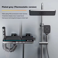 Vente en gros Ensemble de douche à affichage numérique pour salle de bain en laiton à LED sous pression blanc laiteux Ensemble complet thermostatique de douche de tête