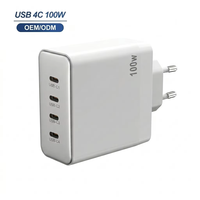 Chargeur de bureau certifié CE avec prise EU, Gan 100w Max, multi-ports, puissance réglable, super vitesse, chargeur USB-C pour ordinateur portable, tablette et téléphone