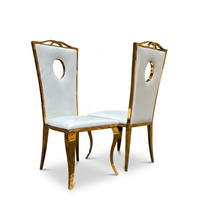 Chaises de banquet et de mariage en cuir blanc et acier inoxydable doré, mobilier commercial fabriqué en Chine
