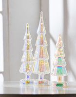 Vente en gros de lumières led rouges personnalisées Accessoires de sapin de Noël en verre avec batterie