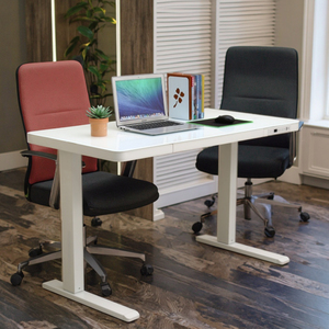 Bureau intelligent moderne pour la maison et le bureau, en verre, réglable en hauteur avec moteur, tiroir, chargeur USB sans fil, bureau debout - Product Image 1