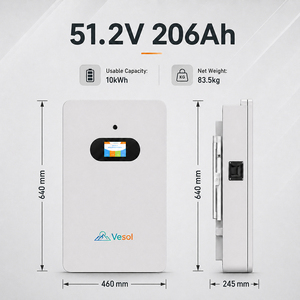 Vesol 200Ah 10kWh 51.2V LiFePO4เก็บพลังงานแสงอาทิตย์ติดผนังบ้านสำรองแบตเตอรี่แยกระบบป้องกัน IP54 ce/<span class=keywords><strong>cb</strong></span>/emc UN38.3 - Product Image 2