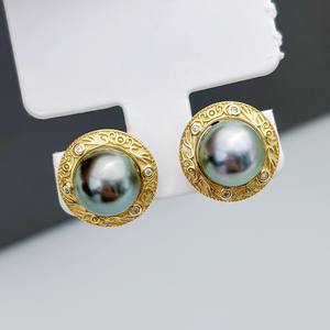 Boucles d'oreilles clous en argent S925 22397DIY avec perles de 9-10 mm, accessoires de perles DIY, cache-perles, support à ongles creux, clous d'oreille DIY - Product Image 1