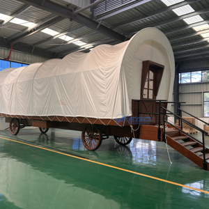 Carroza de transporte de tiendas de campaña de madera cómoda para viajes, con escalera, para tiendas de glamping, de fácil arrastre - Product Image 2